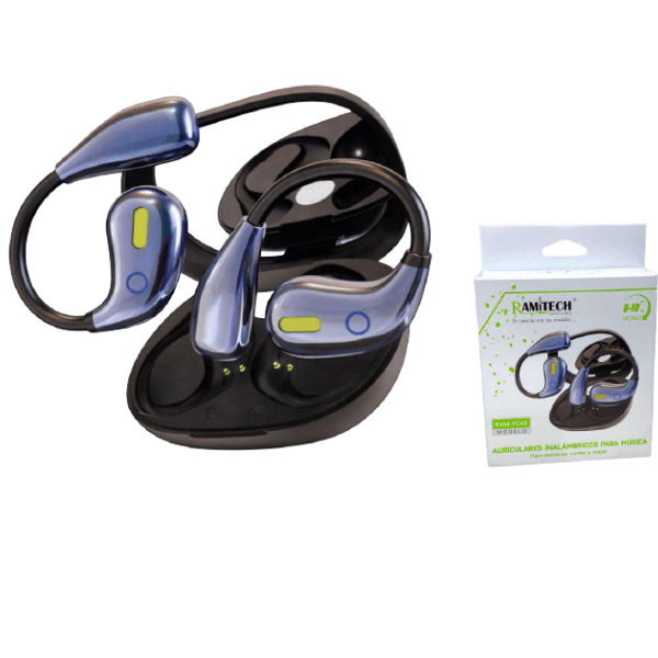 Audífonos Inalámbricos Conducción Ósea Bluetooth Gancho Negro RAM-YC45 - Imagen 2